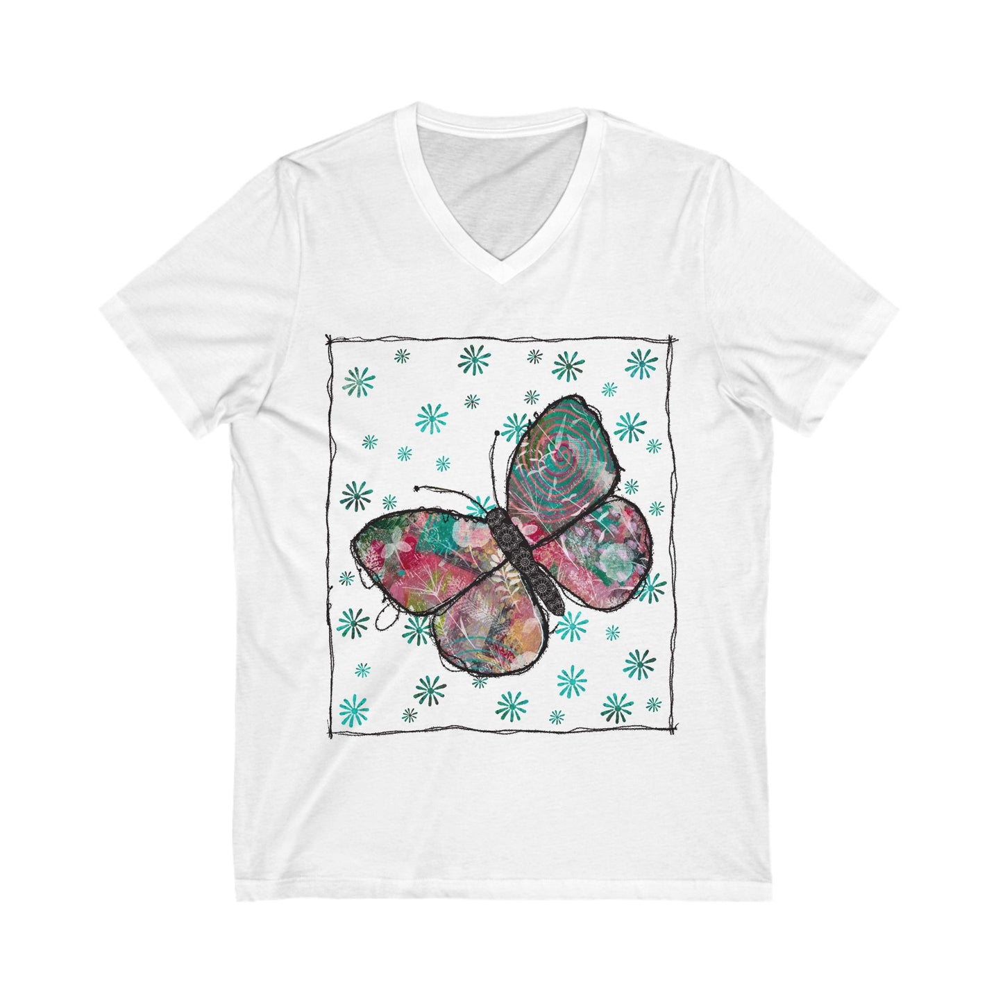 Urban Butterfly Jersey Short Sleeve V-Neck Tee