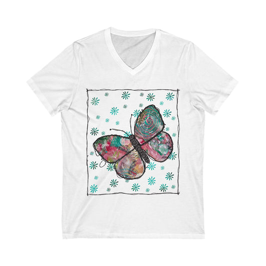 Urban Butterfly Jersey Short Sleeve V-Neck Tee