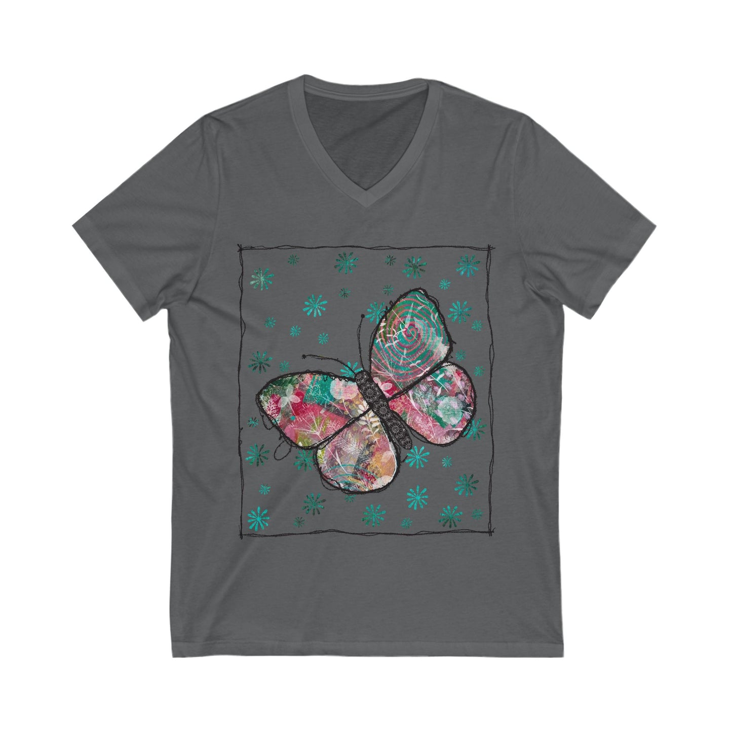 Urban Butterfly Jersey Short Sleeve V-Neck Tee