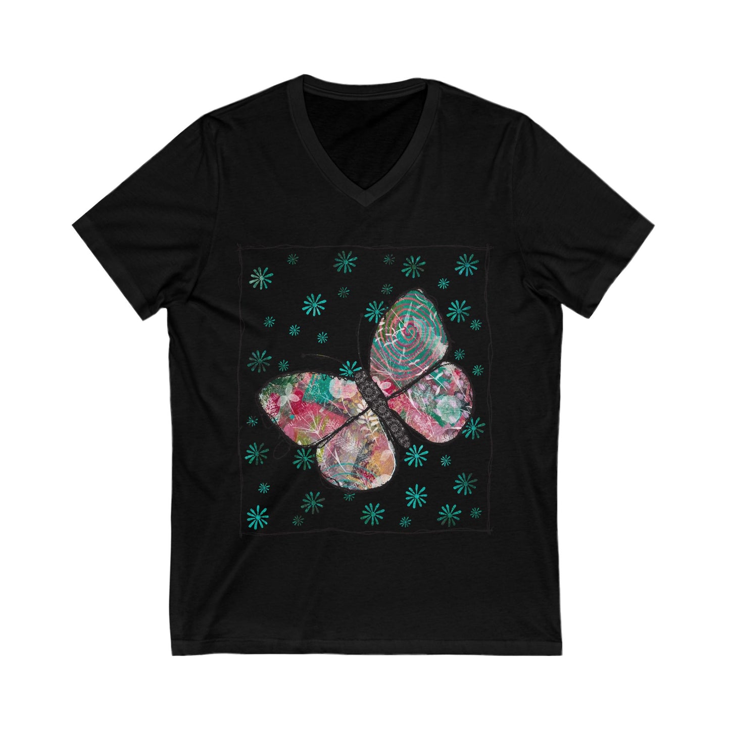 Urban Butterfly Jersey Short Sleeve V-Neck Tee