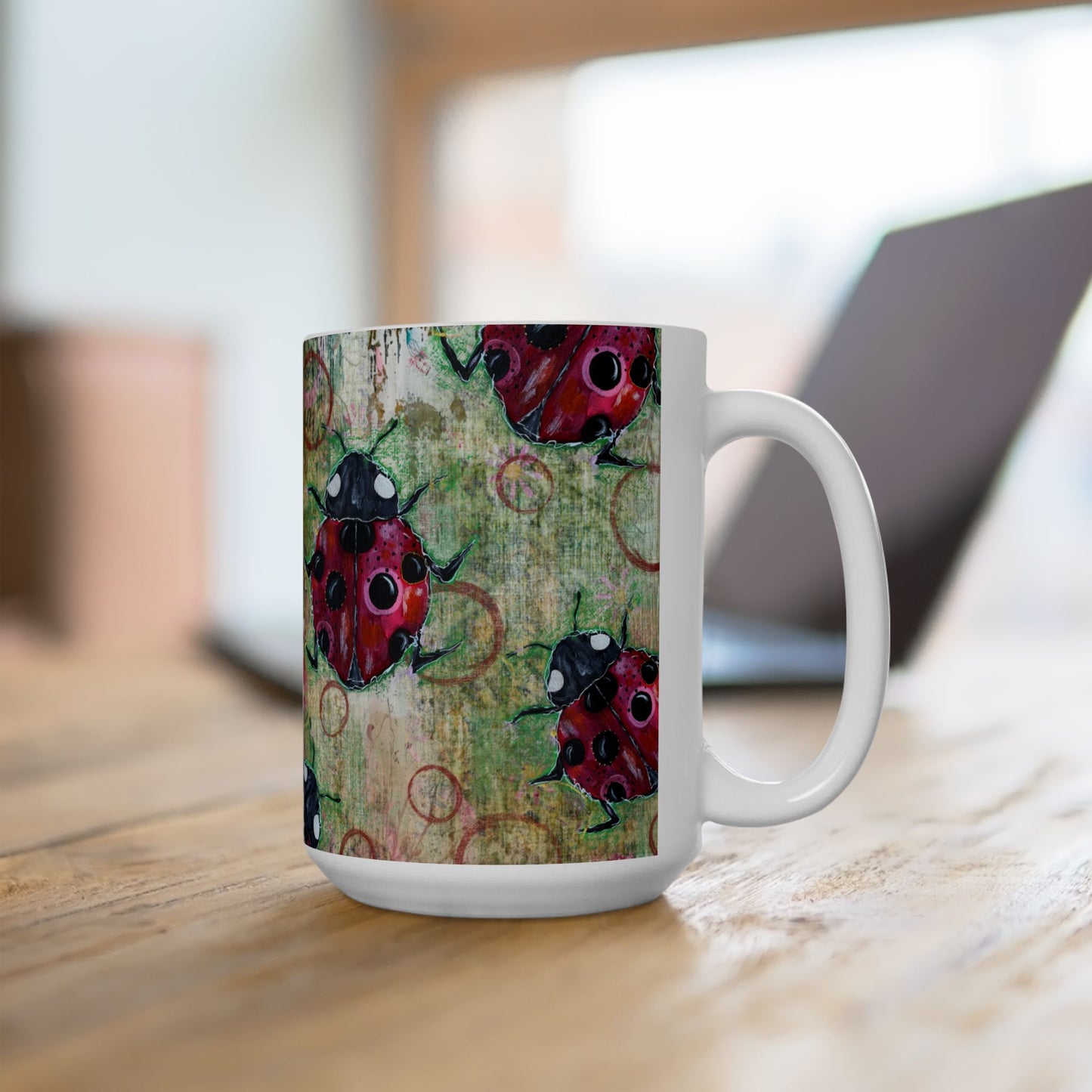 Ladybug Ceramic Mug, 15oz