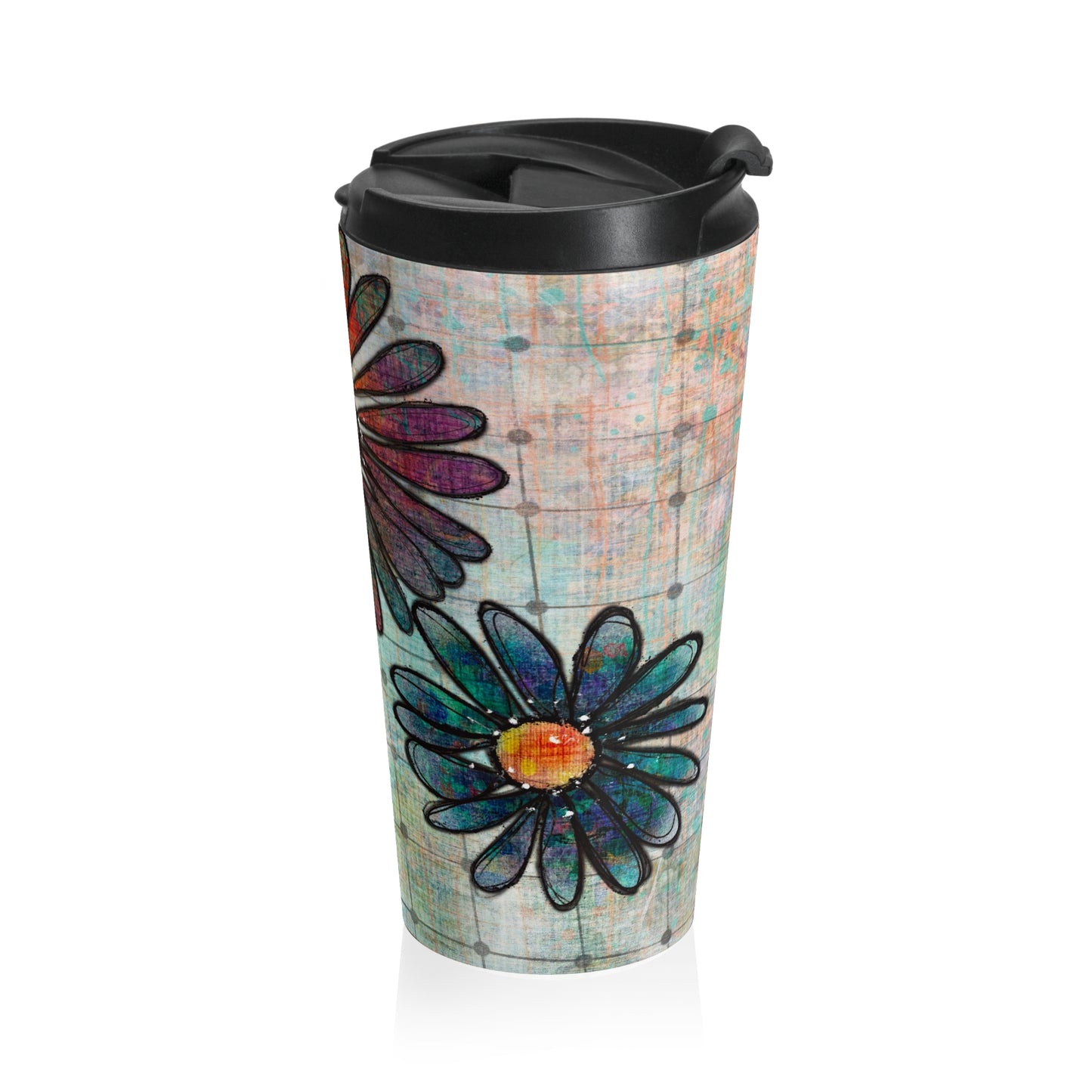 Grungy Flowers Stainless Steel Travel Mug