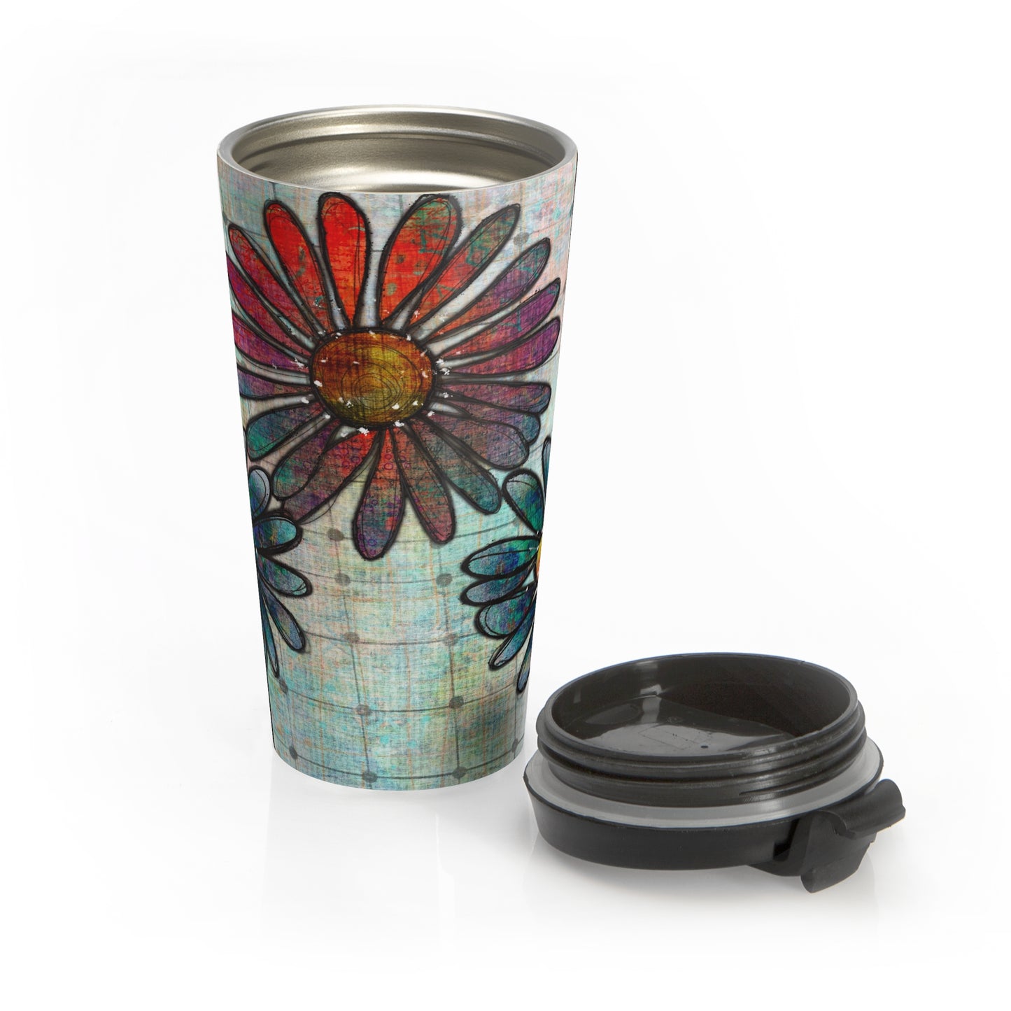 Grungy Flowers Stainless Steel Travel Mug