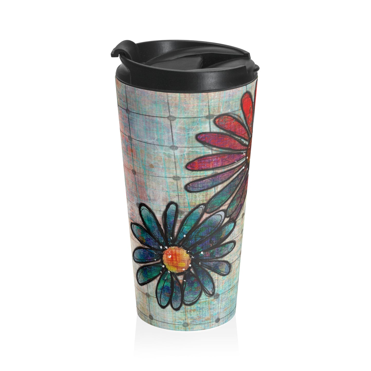 Grungy Flowers Stainless Steel Travel Mug