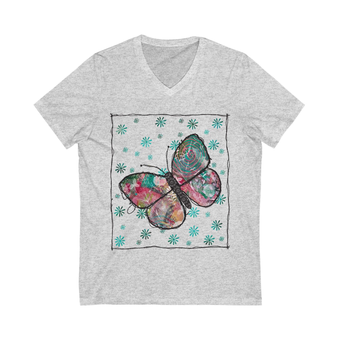 Urban Butterfly Jersey Short Sleeve V-Neck Tee