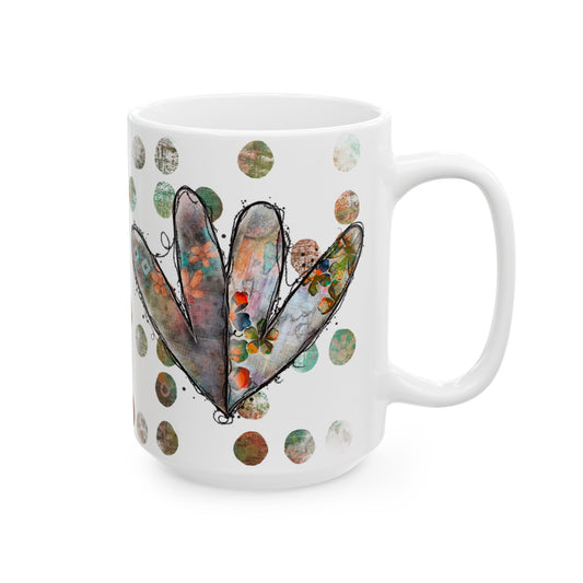 Joined Hearts Ceramic Mug, 15oz