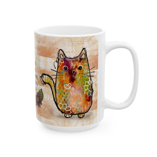 Brave Kitty Ceramic Mug, 15oz