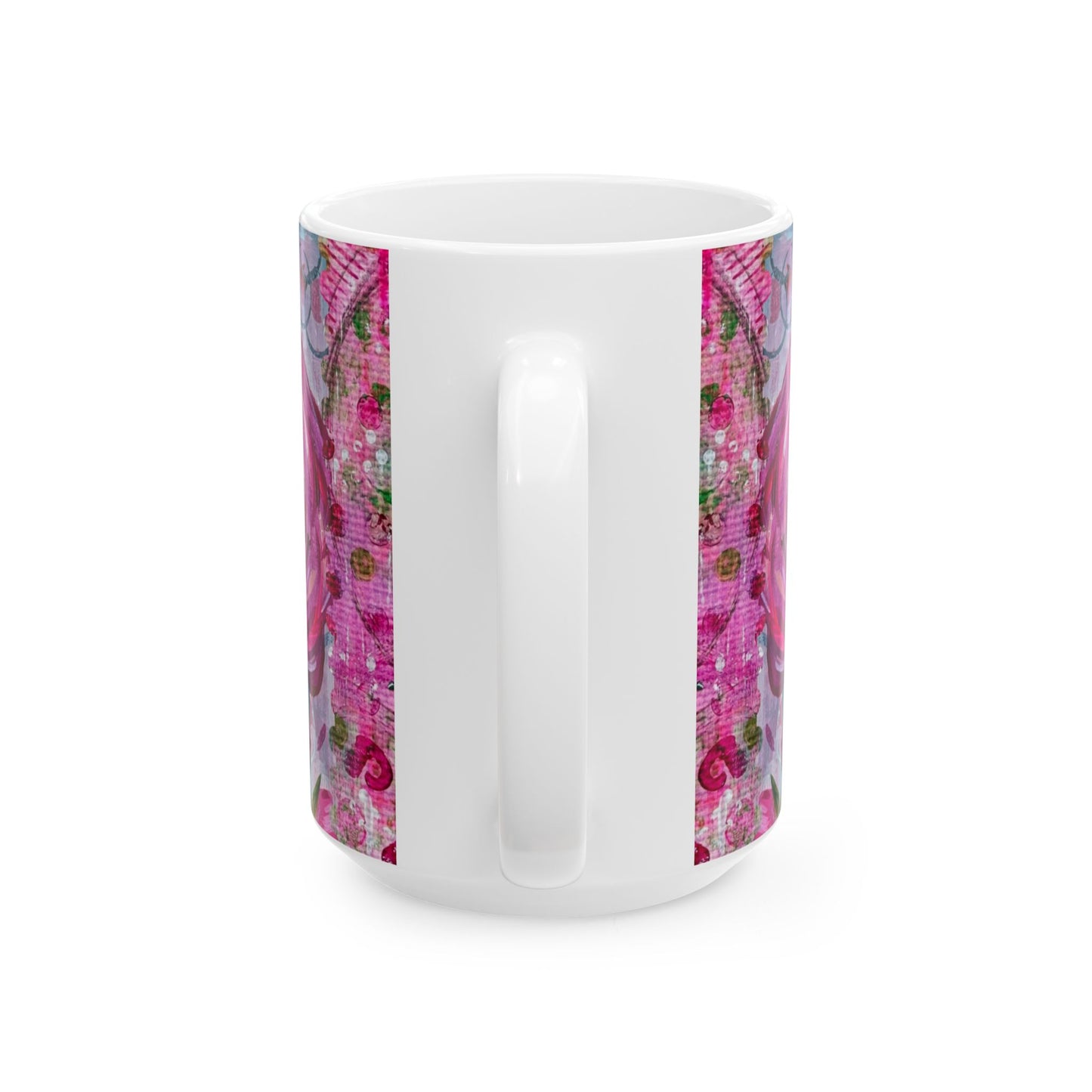 Abstract Roses Ceramic Mug, 15oz