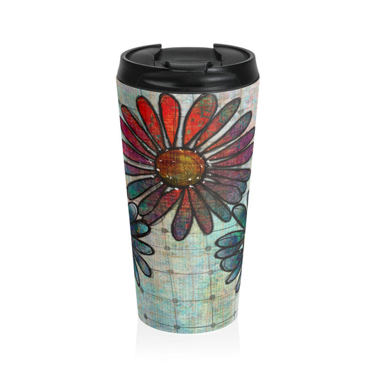 Grungy Flowers Stainless Steel Travel Mug