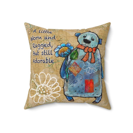 Blue Bear Spun Polyester Square Pillow